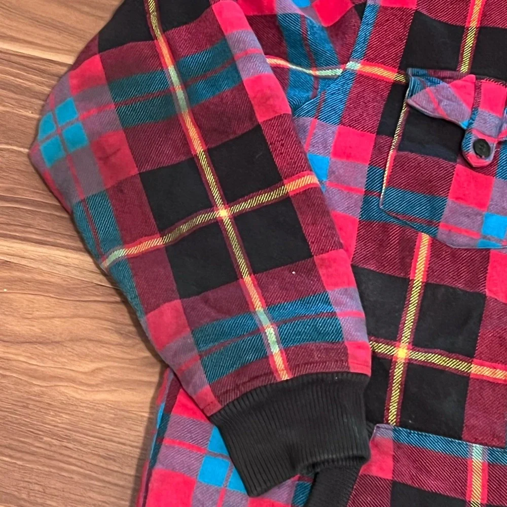 Quicksilver Men L Colorful Plaid Full Zip Quilted Polyester Filled Jacket - Picture 4 of 9